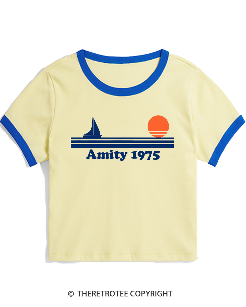 TheRetroTee Classic Stripes 1975 1970s Women's Ringer T-shirt