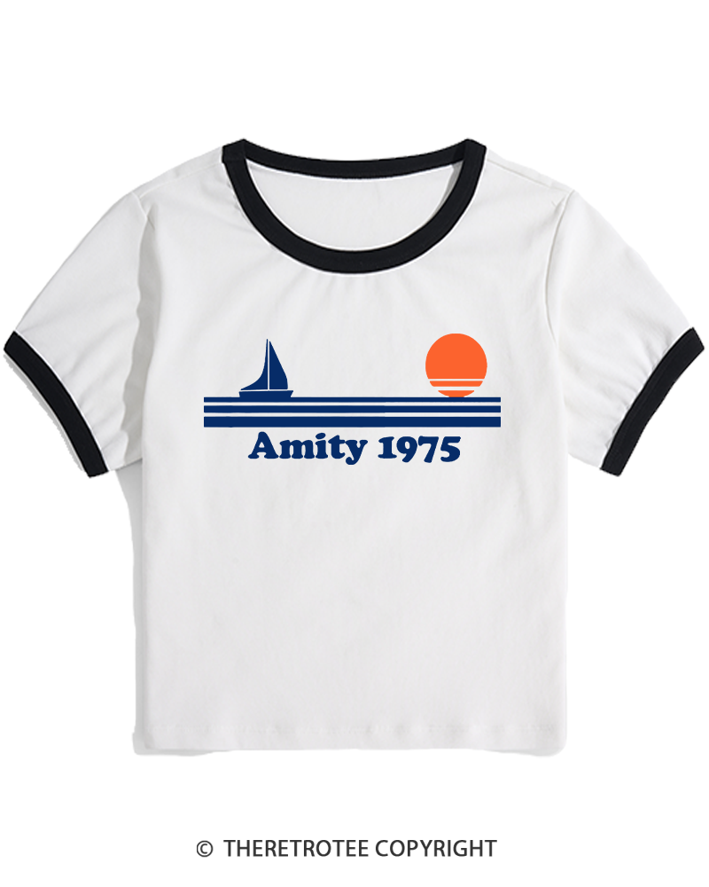 TheRetroTee Classic Stripes 1975 1970s Women's Ringer T-shirt