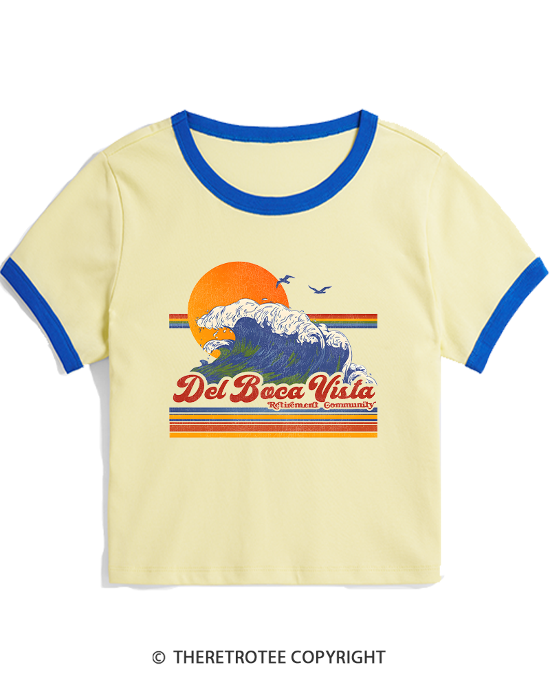 TheRetroTee Del Boca Vista 1990s Women's Ringer T-shirt