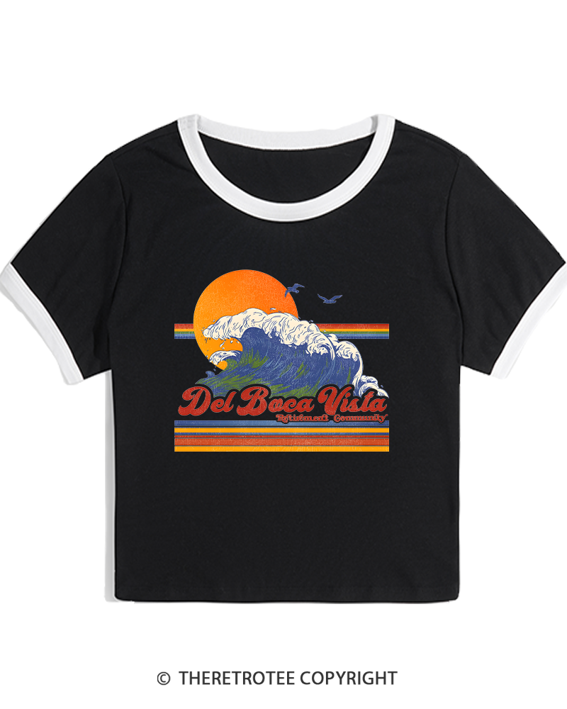 TheRetroTee Del Boca Vista 1990s Women's Ringer T-shirt