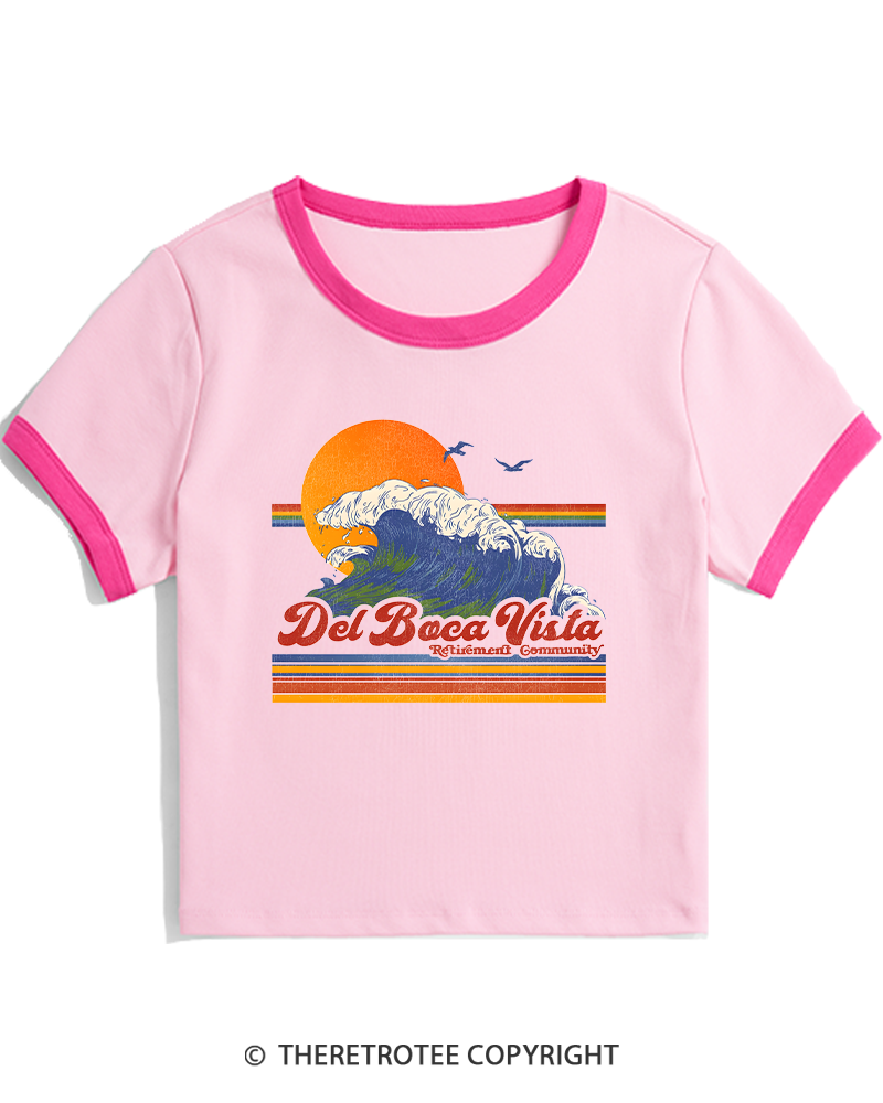 TheRetroTee Del Boca Vista 1990s Women's Ringer T-shirt