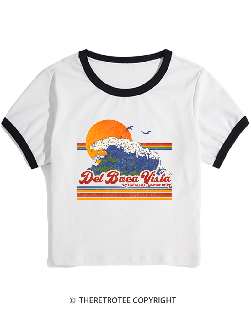 TheRetroTee Del Boca Vista 1990s Women's Ringer T-shirt