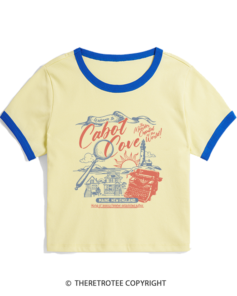 TheRetroTee Welcome To Cabot Cove 1980s Women's Ringer T-shirt
