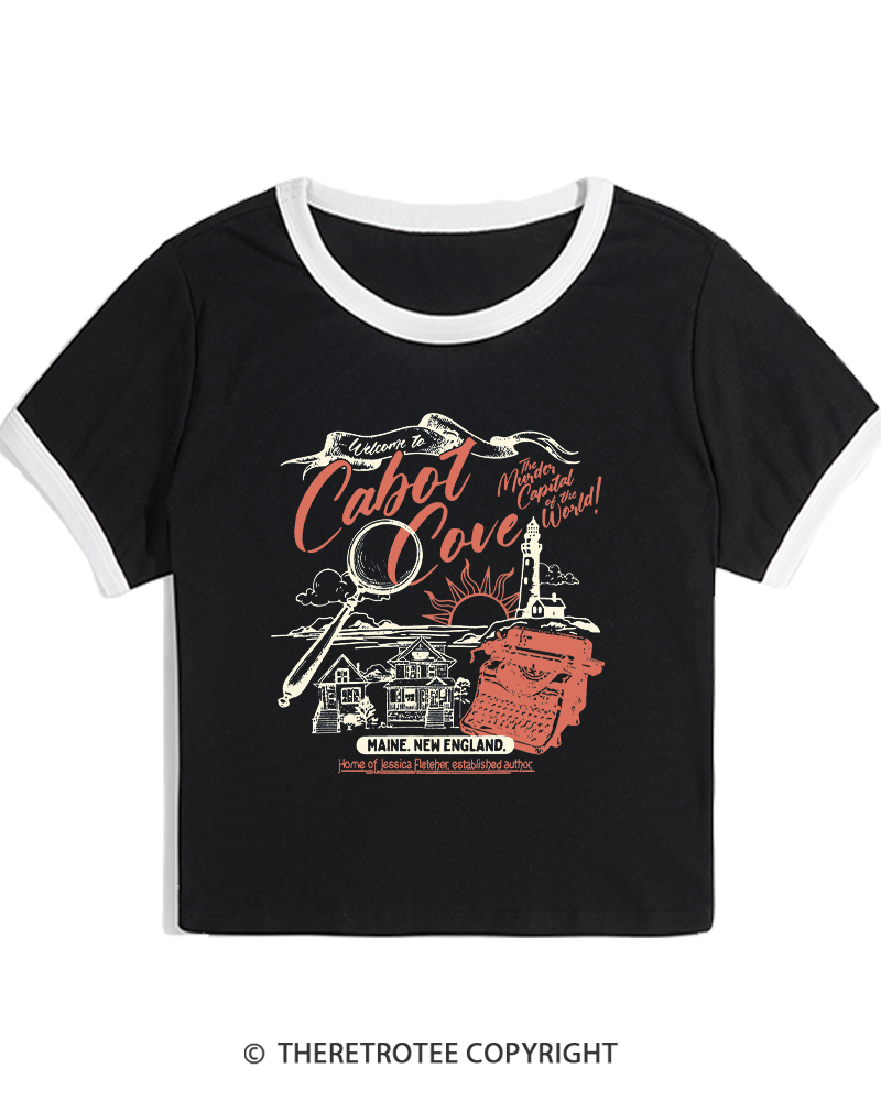 TheRetroTee Welcome To Cabot Cove 1980s Women's Ringer T-shirt