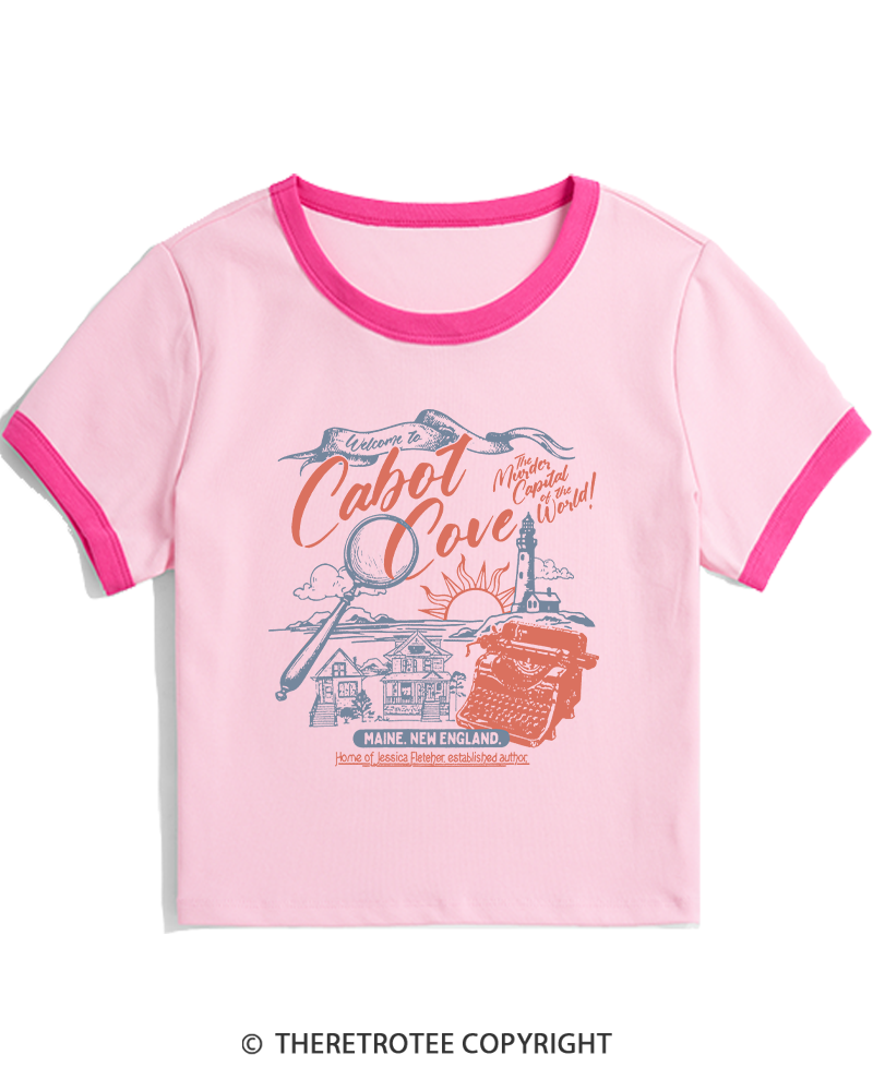 TheRetroTee Welcome To Cabot Cove 1980s Women's Ringer T-shirt