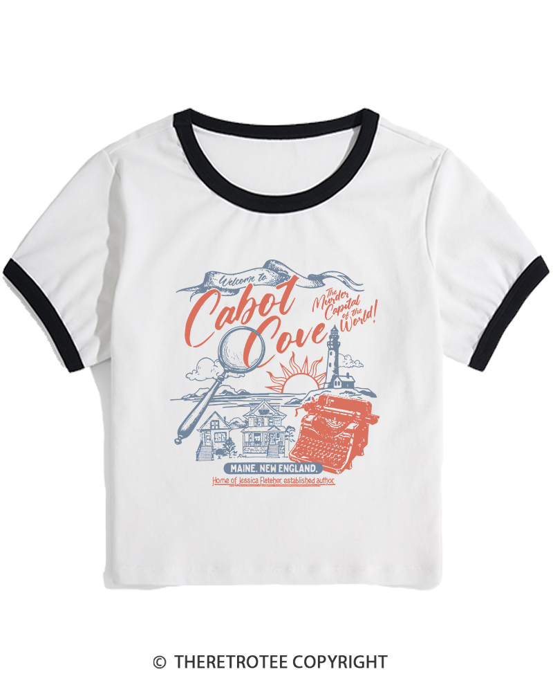TheRetroTee Welcome To Cabot Cove 1980s Women's Ringer T-shirt