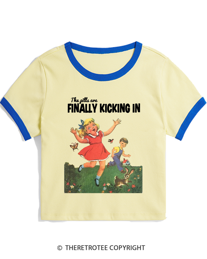 TheRetroTee The Pills Are Finally Kicking In 1950s Women's Ringer T-shirt