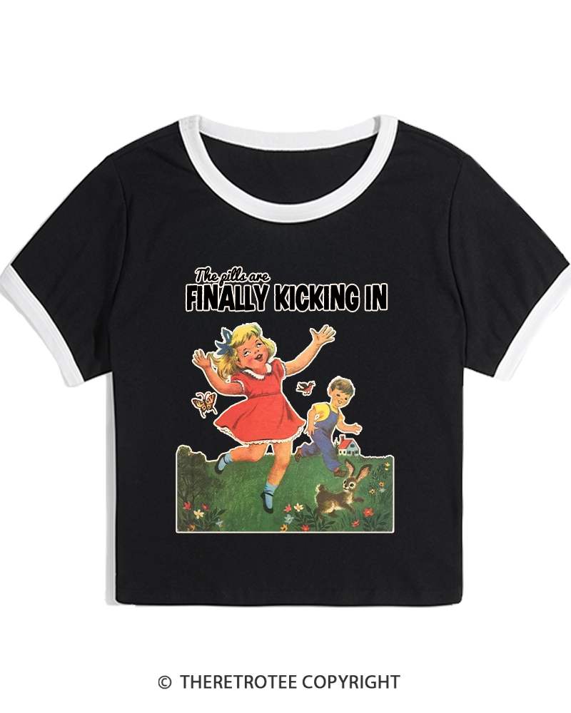 TheRetroTee The Pills Are Finally Kicking In 1950s Women's Ringer T-shirt