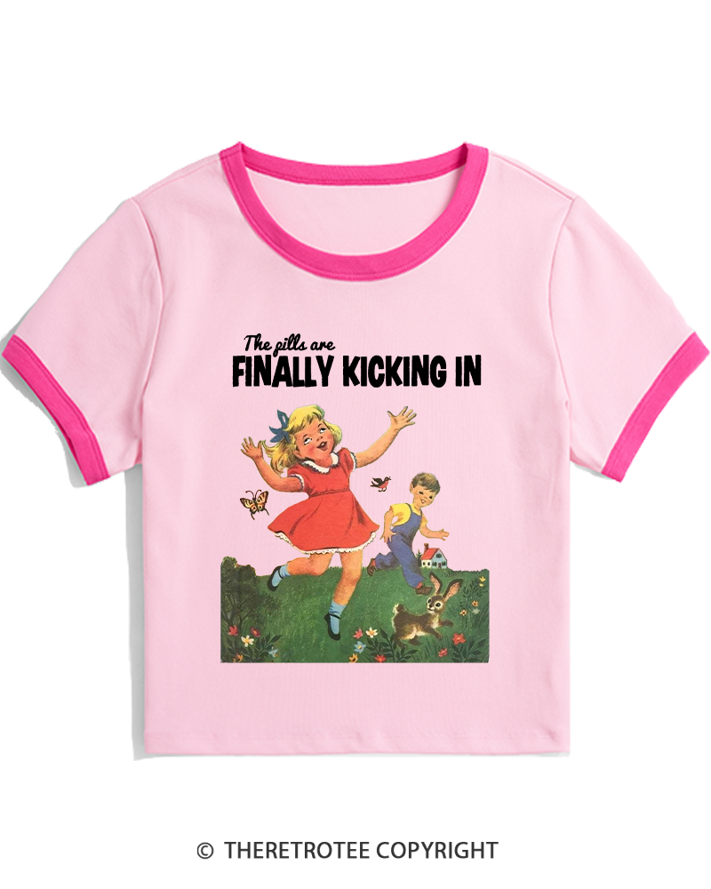 TheRetroTee The Pills Are Finally Kicking In 1950s Women's Ringer T-shirt