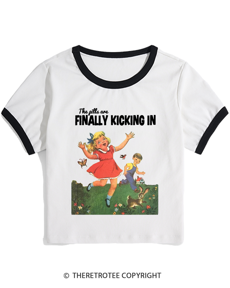 TheRetroTee The Pills Are Finally Kicking In 1950s Women's Ringer T-shirt