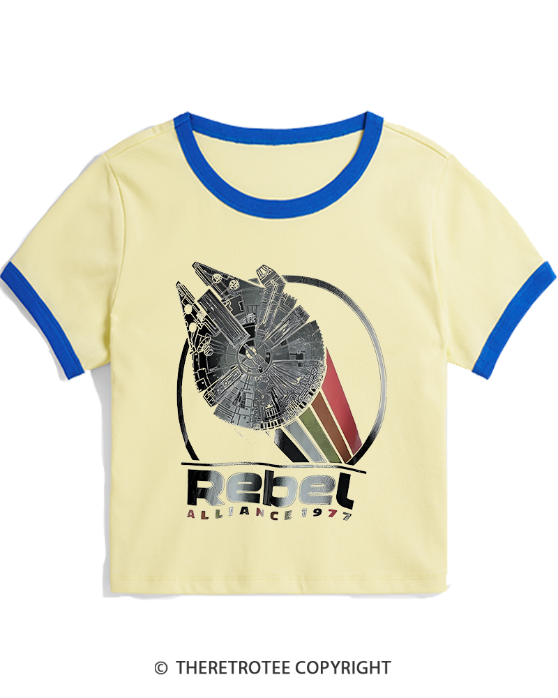 TheRetroTee 1977 Sci-Fi Spacecraft Inspired 1970s Women's Ringer T-shirt