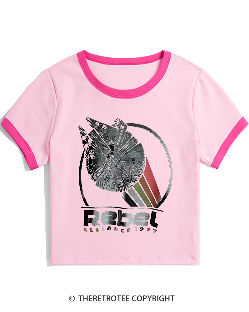 TheRetroTee 1977 Sci-Fi Spacecraft Inspired 1970s Women's Ringer T-shirt