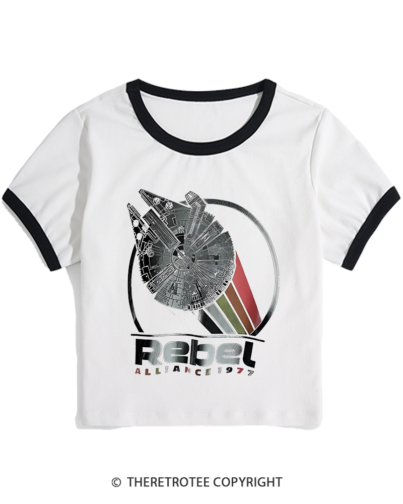 TheRetroTee 1977 Sci-Fi Spacecraft Inspired 1970s Women's Ringer T-shirt