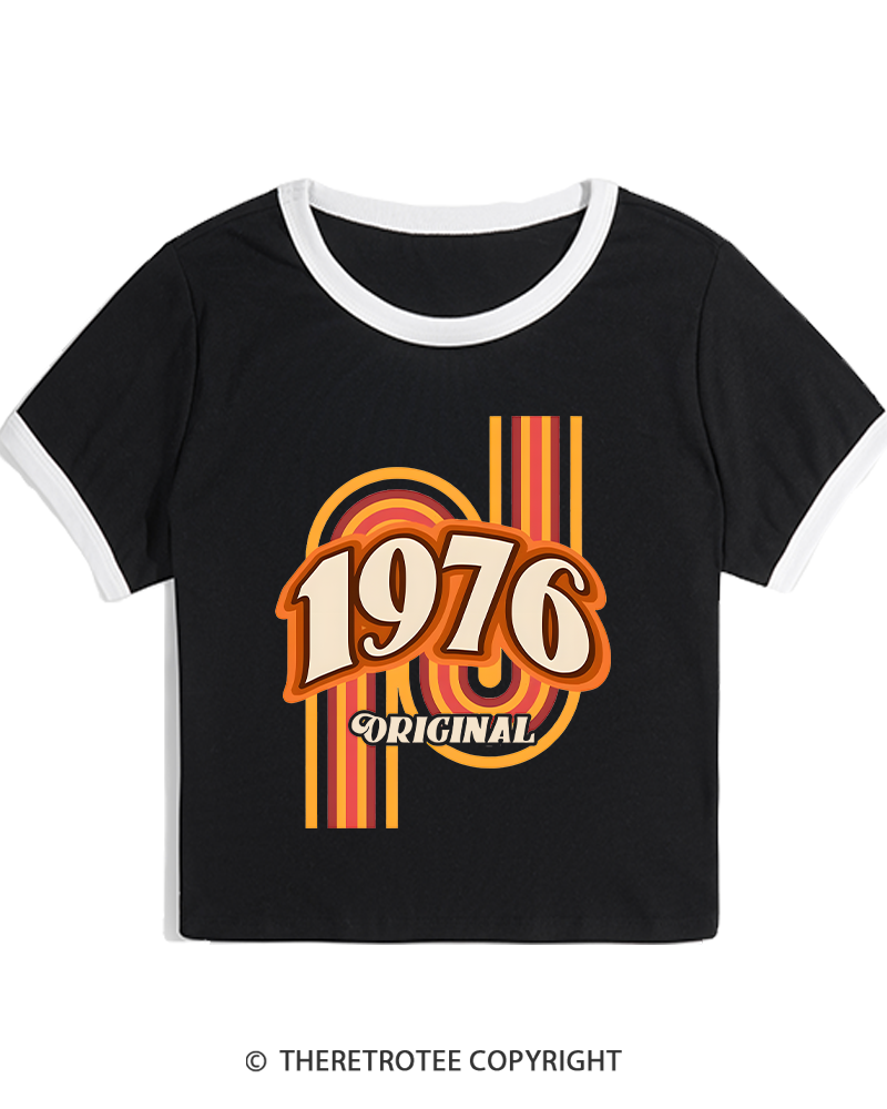TheRetroTee 1976 Original Classic Nostalgia Graphic Women's Ringer T-shirt