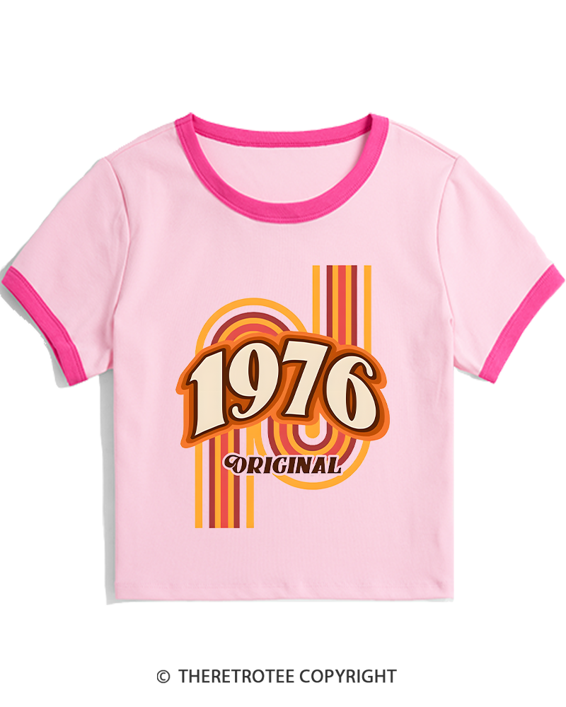 TheRetroTee 1976 Original Classic Nostalgia Graphic Women's Ringer T-shirt