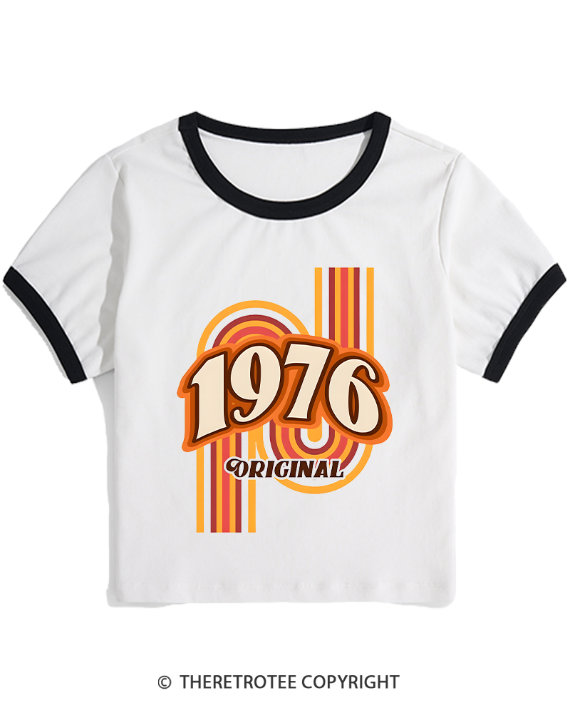 TheRetroTee 1976 Original Classic Nostalgia Graphic Women's Ringer T-shirt