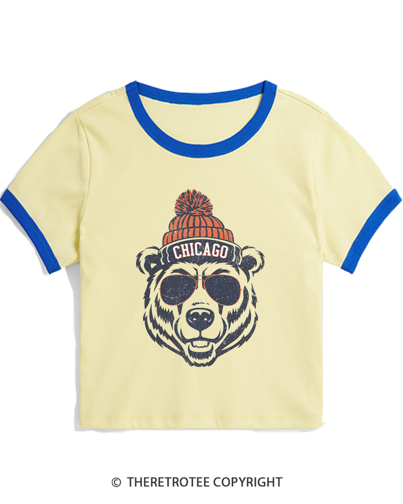 TheRetroTee Trendy Chicago Football Fan Women's Ringer T-shirt