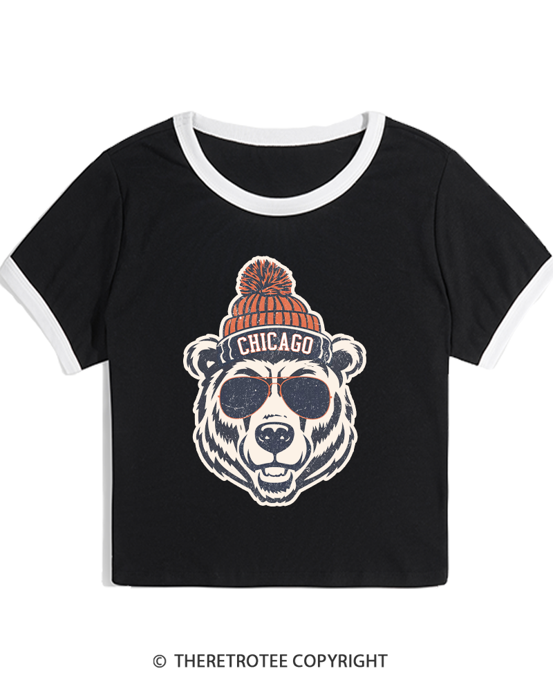 TheRetroTee Trendy Chicago Football Fan Women's Ringer T-shirt