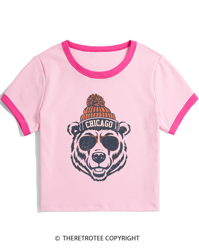 TheRetroTee Trendy Chicago Football Fan Women's Ringer T-shirt