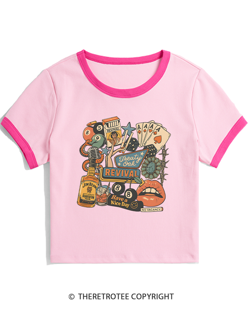 TheRetroTee Treaty Oak Revival 1950s Women's Ringer T-shirt