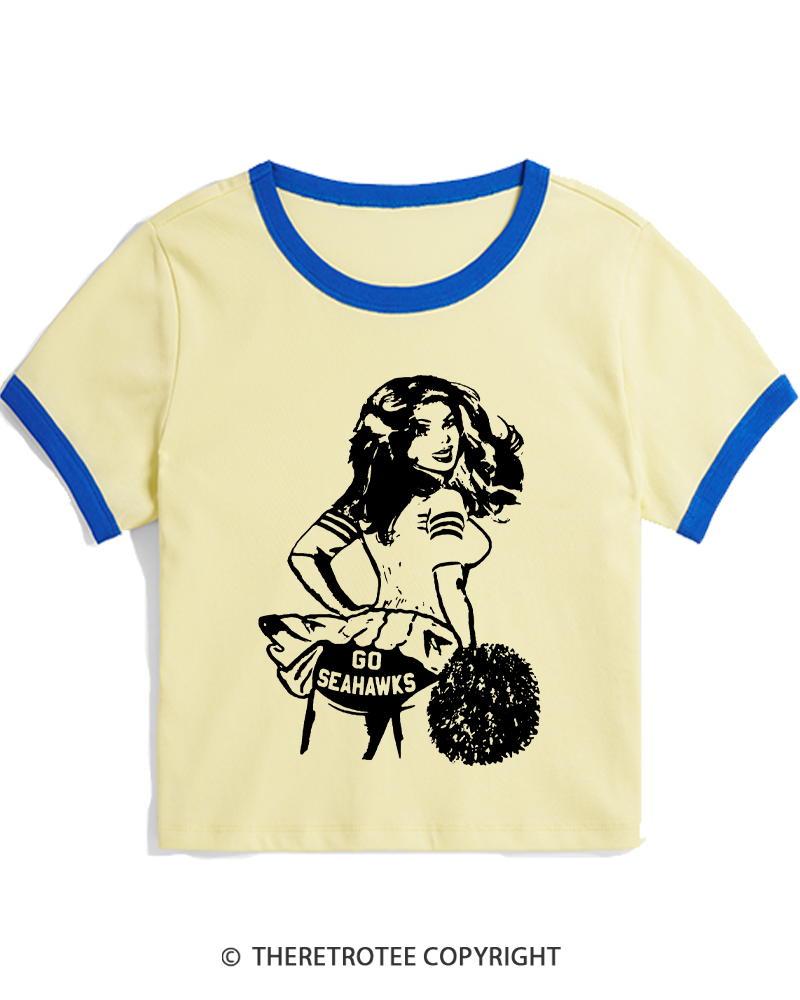 TheRetroTee Go Sea Team 1980s Women's Ringer T-shirt