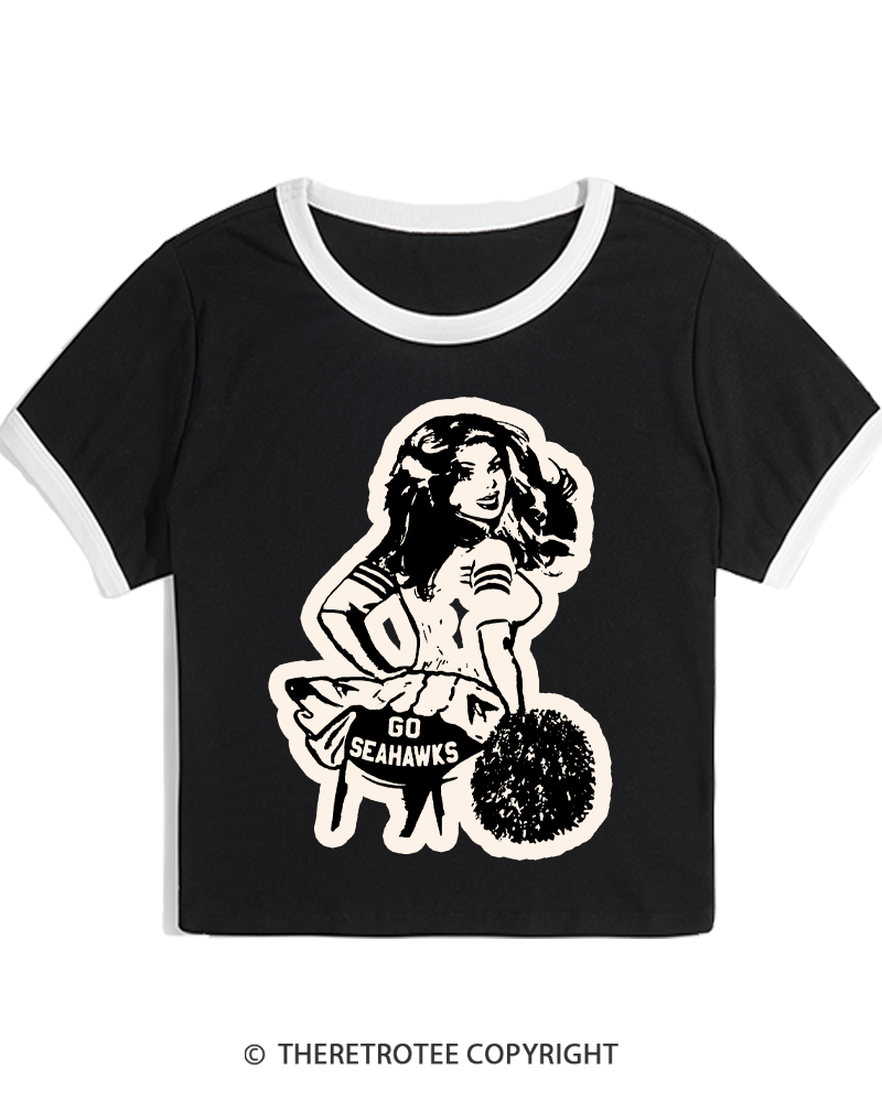 TheRetroTee Go Sea Team 1980s Women's Ringer T-shirt