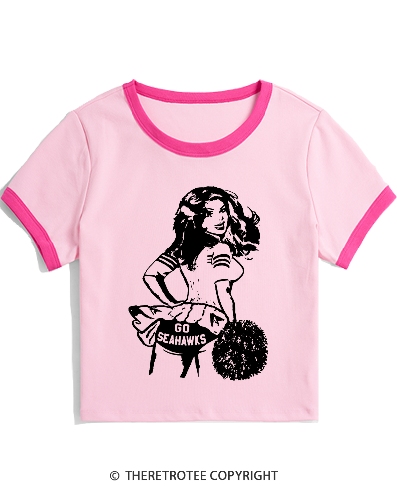 TheRetroTee Go Sea Team 1980s Women's Ringer T-shirt