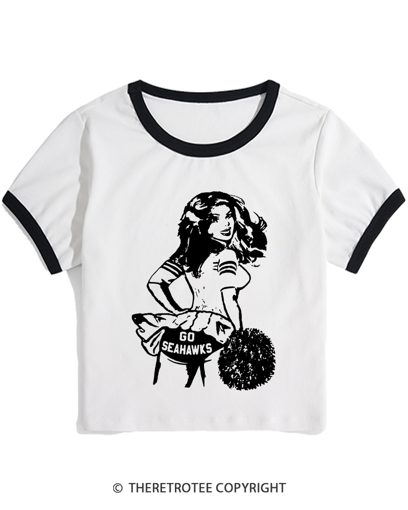 TheRetroTee Go Sea Team 1980s Women's Ringer T-shirt