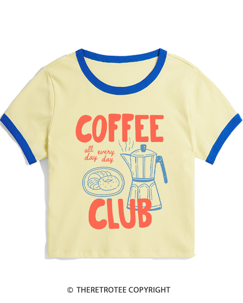 TheRetroTee Coffee Club 1960s Women's Ringer T-shirt
