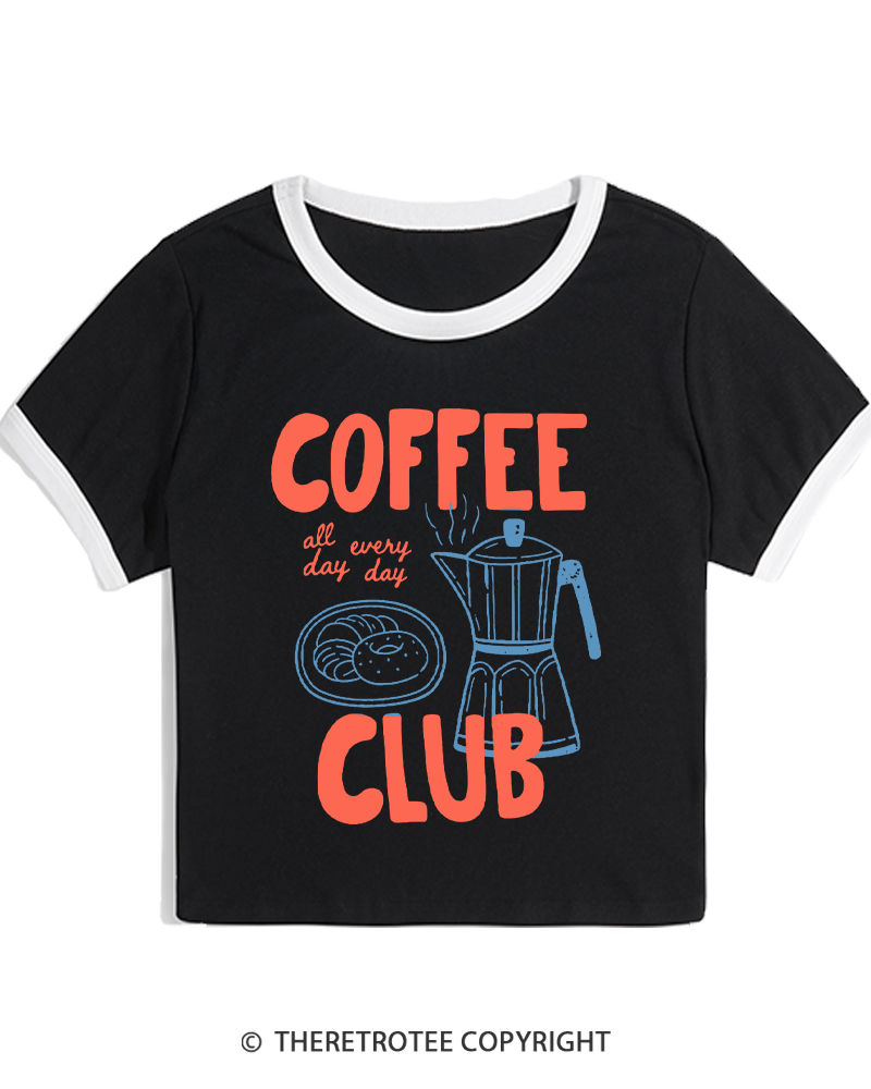 TheRetroTee Coffee Club 1960s Women's Ringer T-shirt