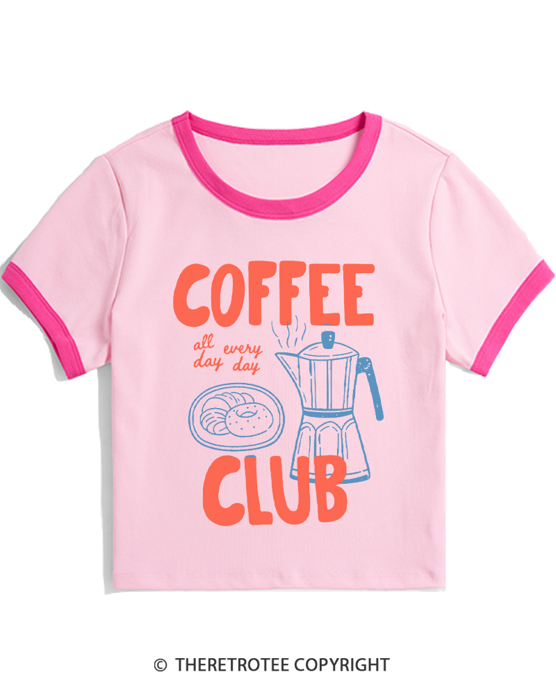 TheRetroTee Coffee Club 1960s Women's Ringer T-shirt
