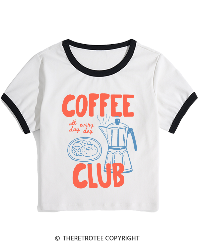 TheRetroTee Coffee Club 1960s Women's Ringer T-shirt