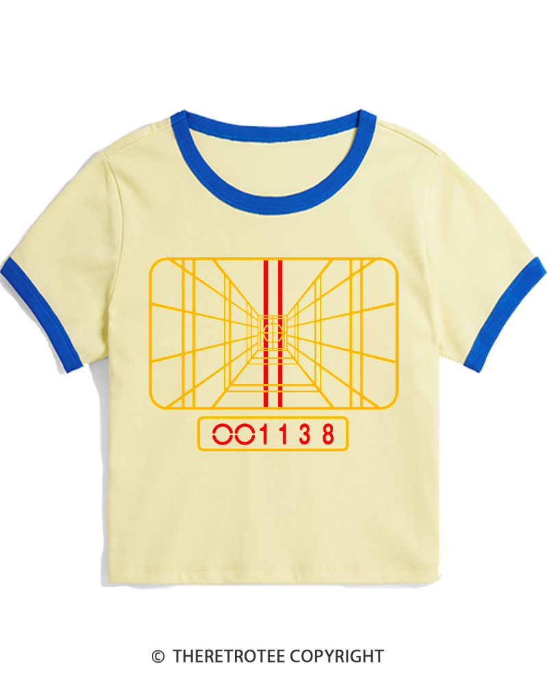 TheRetroTee Stay On Target 1980s Women's Ringer T-shirt