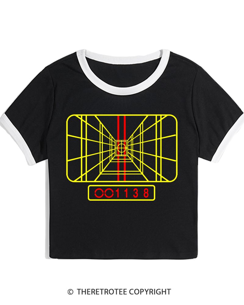 TheRetroTee Stay On Target 1980s Women's Ringer T-shirt