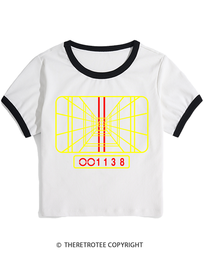 TheRetroTee Stay On Target 1980s Women's Ringer T-shirt