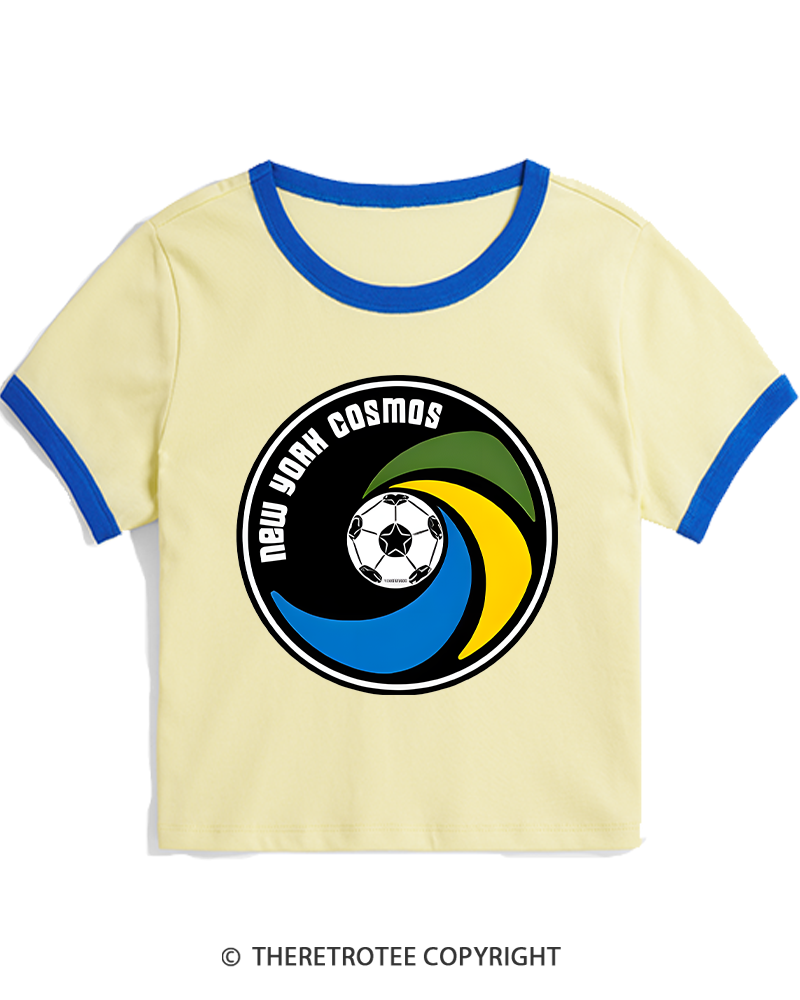 TheRetroTee 1971 New York Cosmos 1970s Women's Ringer T-shirt