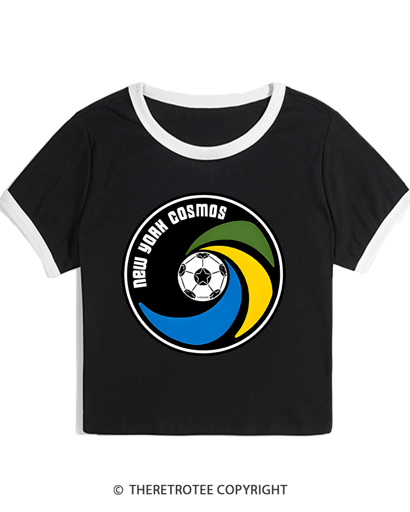 TheRetroTee 1971 New York Cosmos 1970s Women's Ringer T-shirt
