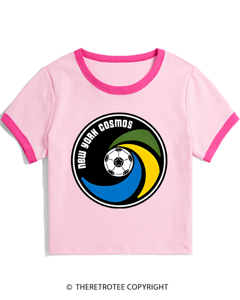TheRetroTee 1971 New York Cosmos 1970s Women's Ringer T-shirt