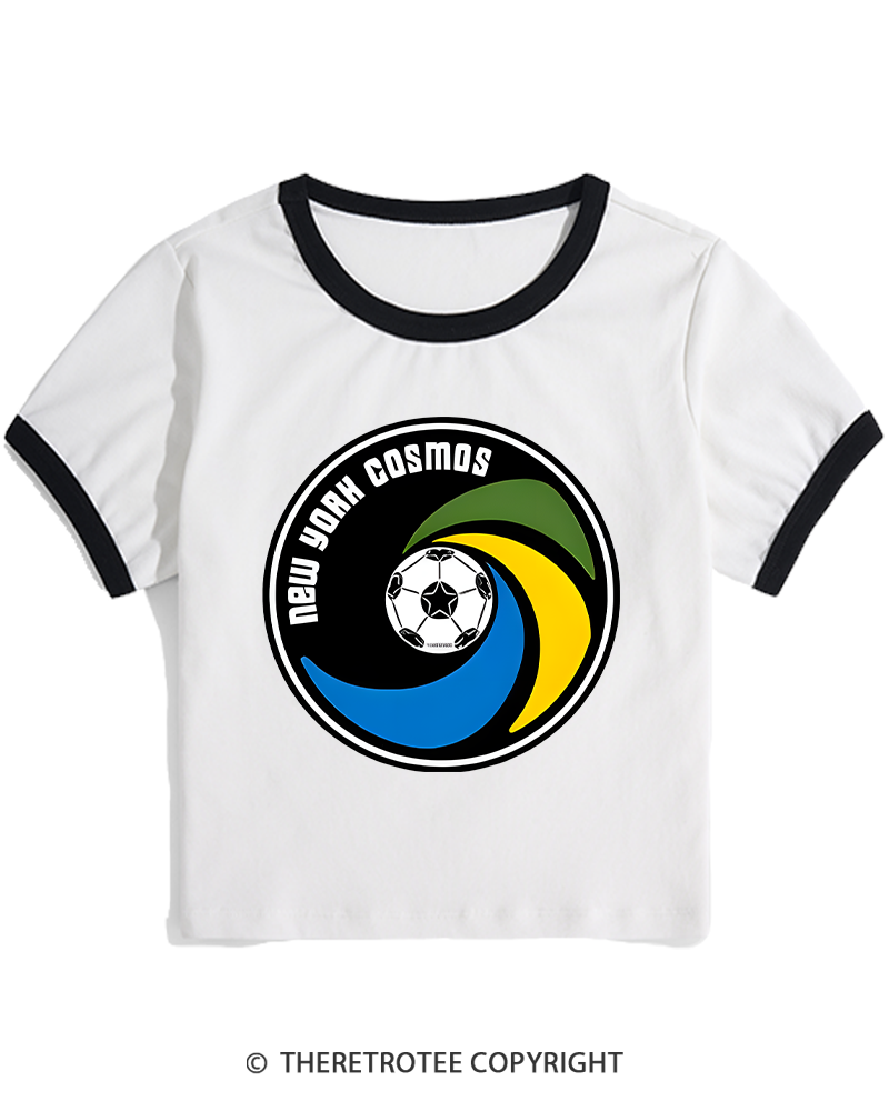 TheRetroTee 1971 New York Cosmos 1970s Women's Ringer T-shirt