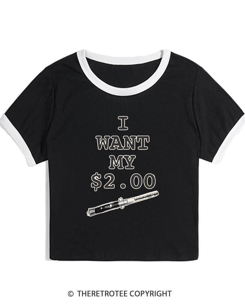 TheRetroTee I Want My Two Dollars 1980s Women's Ringer T-shirt