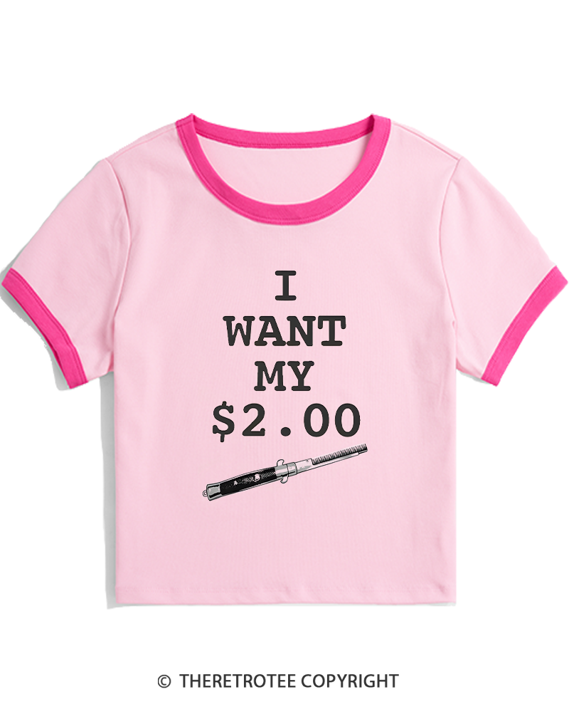 TheRetroTee I Want My Two Dollars 1980s Women's Ringer T-shirt