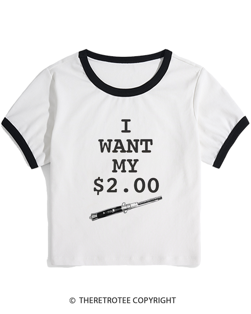 TheRetroTee I Want My Two Dollars 1980s Women's Ringer T-shirt