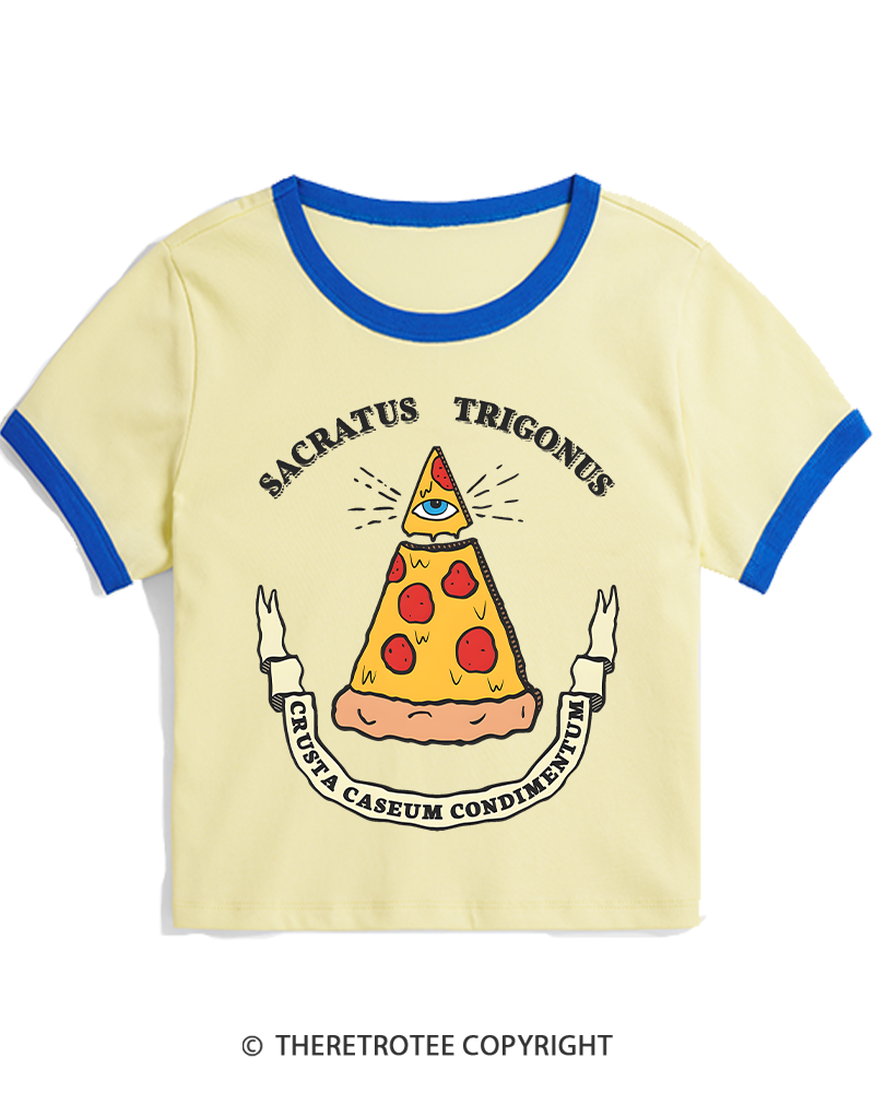 TheRetroTee Sacred Triangle Pizza Women's Ringer T-shirt