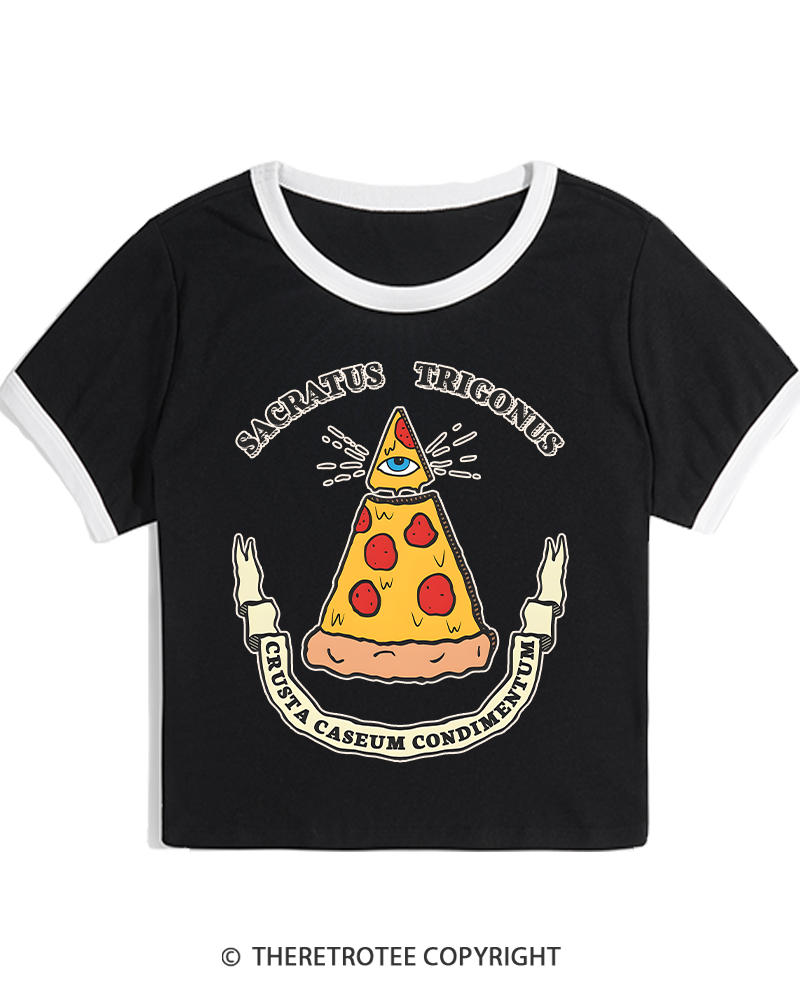 TheRetroTee Sacred Triangle Pizza Women's Ringer T-shirt
