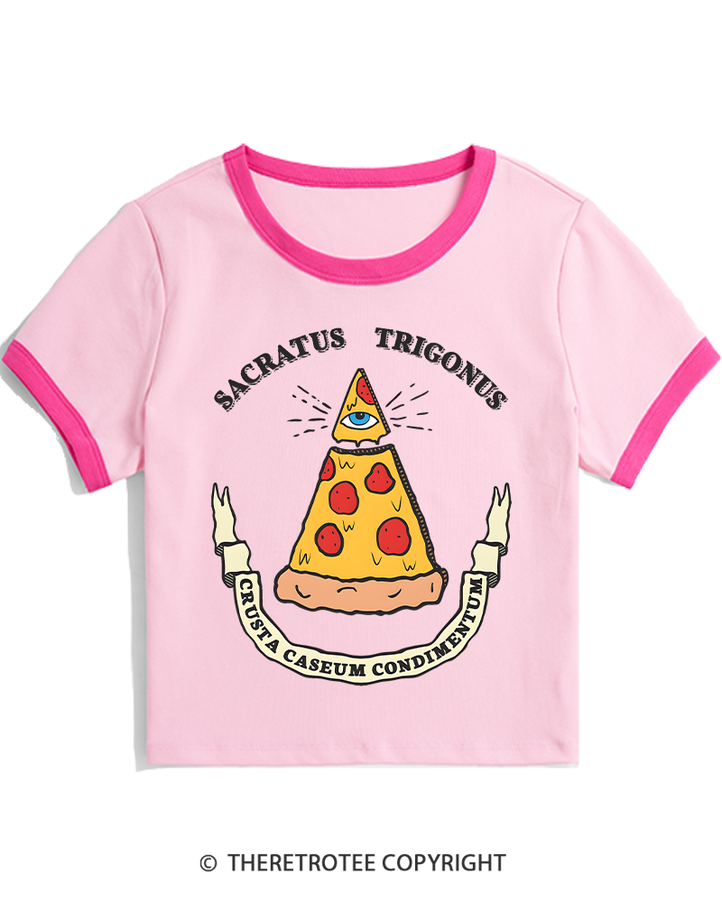 TheRetroTee Sacred Triangle Pizza Women's Ringer T-shirt