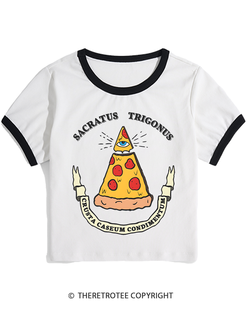 TheRetroTee Sacred Triangle Pizza Women's Ringer T-shirt