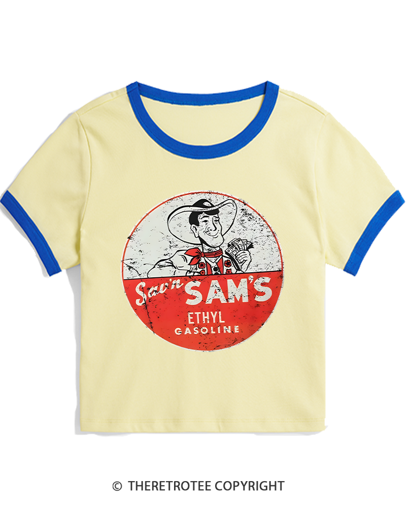 TheRetroTee Sav'n Sam's Service Stations 1950s Women's Ringer T-shirt