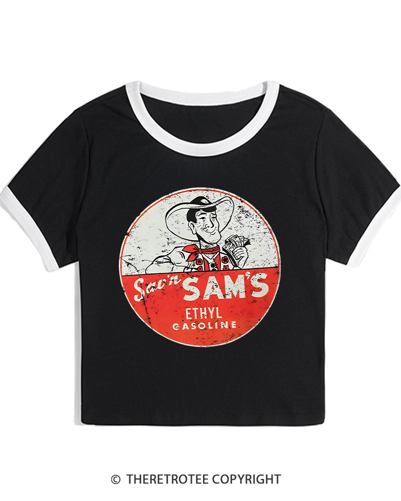 TheRetroTee Sav'n Sam's Service Stations 1950s Women's Ringer T-shirt