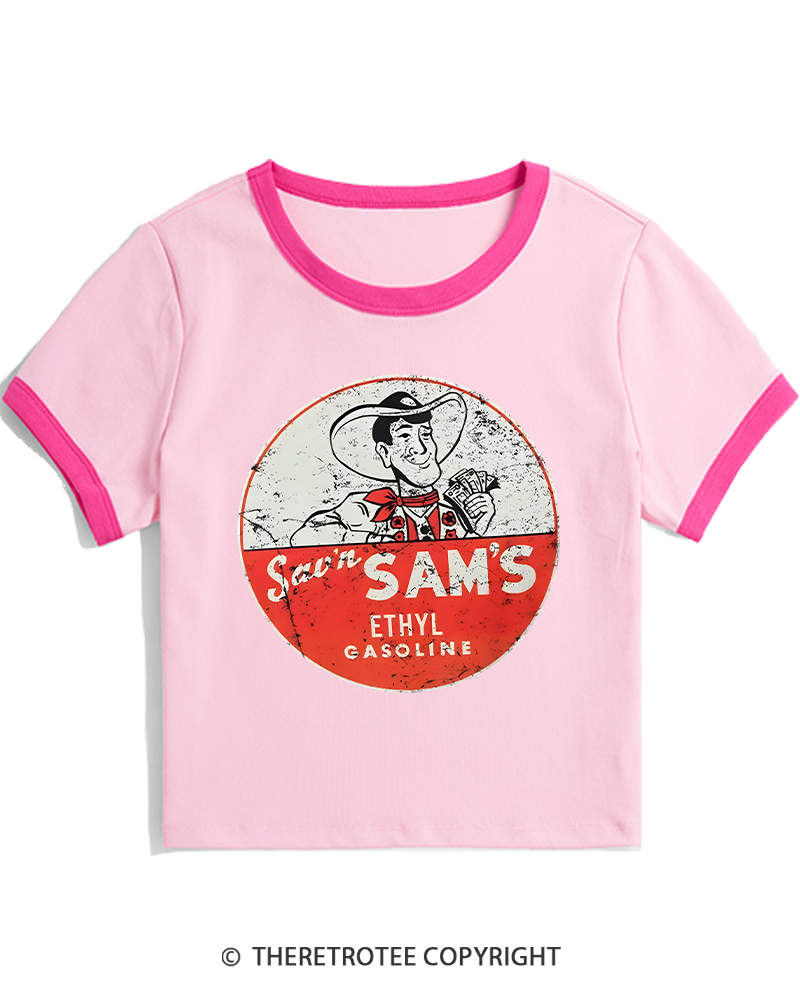 TheRetroTee Sav'n Sam's Service Stations 1950s Women's Ringer T-shirt