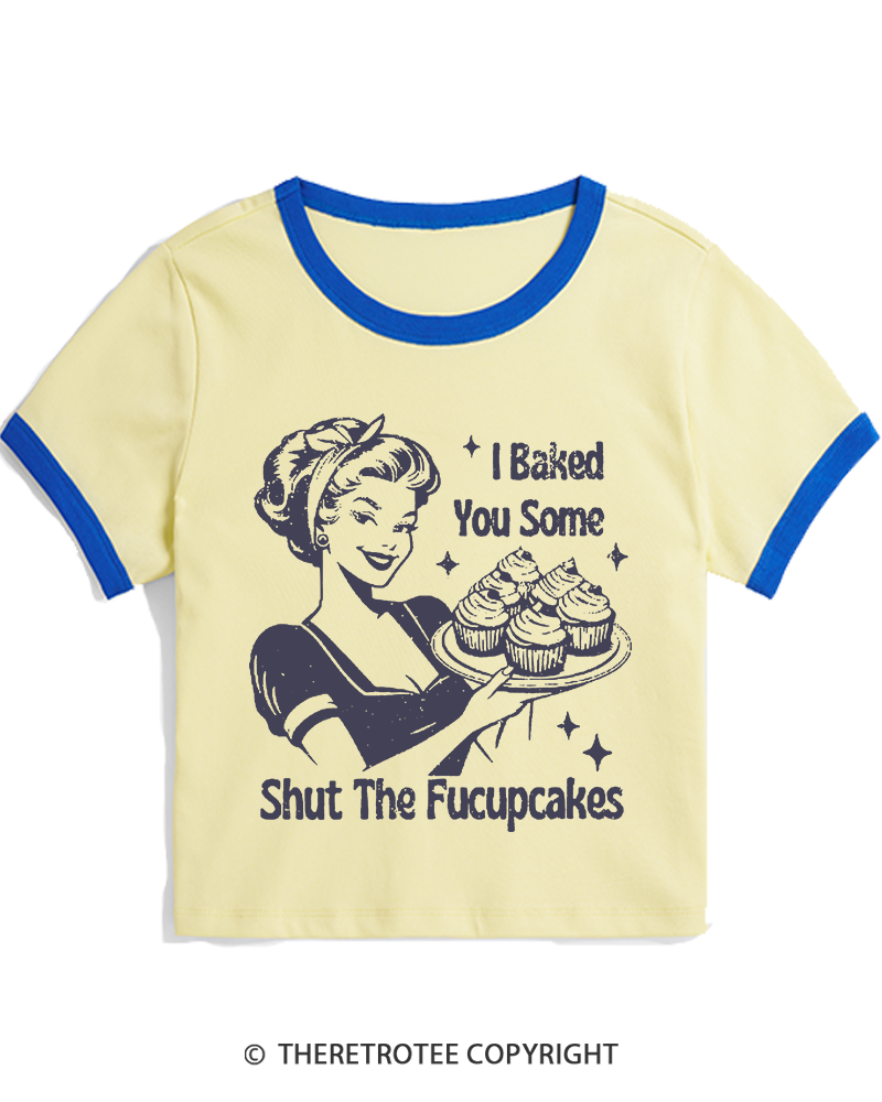 TheRetroTee 1950s Shut The Fucupcakes Women's Ringer T-shirt